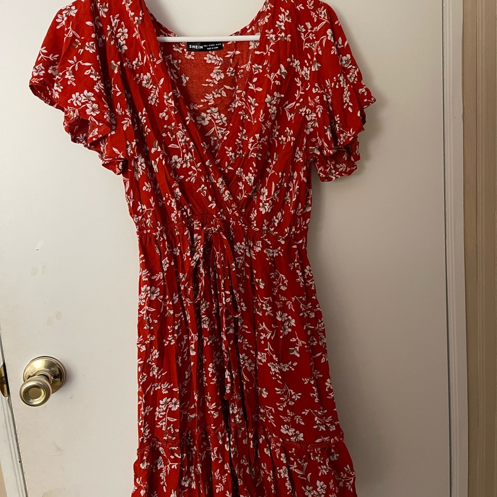 Red floral dress